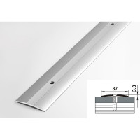 Порог прямой алюминиевый ЛУКА (37 мм, 0,9 м, порошковое покрытие, Серебро) 00000002313
