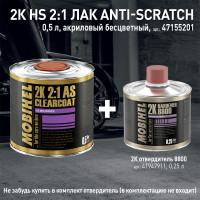 Акриловый лак MOBIHEL Anti-Scratch HS 2К бесцветный, банка 0.5 л 47155201