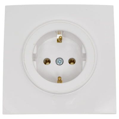 Розетка Bylectrica 1-местная, скрытая установка, с заземляющим контактом, серия ПРОВАНС квадрат, белый РС16-0302