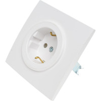 Розетка Bylectrica 1-местная, скрытая установка, с заземляющим контактом, серия ПРОВАНС квадрат, белый РС16-0302