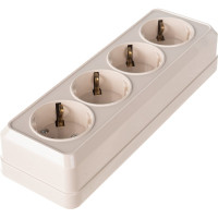 Розетка Intro Quadro с заземлением четырехместная 4x2P+E, 16А-250В, IP20, открытая установка, слоновая кость, Б0053840