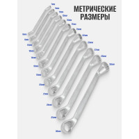 Набор ключей накидных отогнутых Forsage на 75грд. 12пр., на полотне F-5118P(51036)