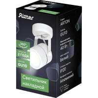 Светильник накладной RITTER Arton поворотный цилиндр 60x60x135 GU10 металл белый 59962 3