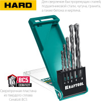 Набор сверл по по твёрдым материалам KRAFTOOL Hard 5 шт, 4-5-6-8-10 мм 29177-H5