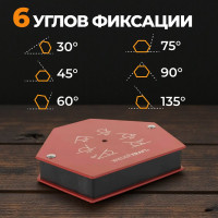 Магнит сварочный 30, 45, 60, 70, 90, 135 градусов, усилие 75Lbs WIEDERKRAFT WDK-65275