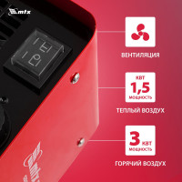 Тепловая керамическая пушка MTX SHCL-3000, квадратная, 230 В, 480 м3/ч, 1/3 кВт 96403