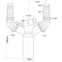 Носик для сифона McAlpine двойной, ф40 TEE4