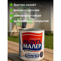Краска быстросохнущая, атмосферостойкая Радугамалер ПФ-115 ГОСТ ярко-зеленая 0,9 кг 4650001272713