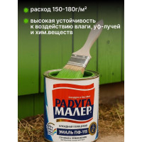 Краска быстросохнущая, атмосферостойкая Радугамалер ПФ-115 ГОСТ ярко-зеленая 0,9 кг 4650001272713