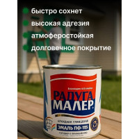 Краска быстросохнущая, атмосферостойкая Радугамалер ПФ-115 ГОСТ изумрудная 0,9 кг 4650001272225