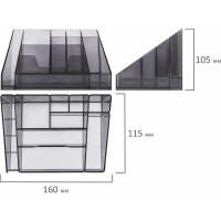 Подставка-органайзер BRAUBERG GRAND OFFICE 9 отделений, 115x160x105 мм, черный, 238099