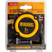 Рулетка Denzel 5 м, 25 мм, автоматическая фиксация, нейлоновое покрытие, магнит. зацеп, двухсторонняя разметка 31522