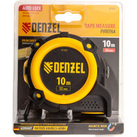 Рулетка Denzel 10 м, 32 мм, автоматическая фиксация, нейлоновое покрытие, магнит. зацеп, двухсторонняя разметка 31525