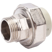 Разъемная муфта Политэк с наруж.рез. 25x3/4 PPRC, серый 9800002534с