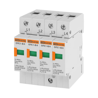 Разрядник TDM ELECTRIC ОПС1-B 4Р 30kA 400B 60kA SQ0201-0004