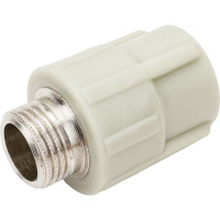 Комбинированная муфта ПОЛИТЭК 20x1/2 с нар. р. PPRC, серый 9000002012С