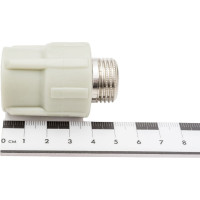 Комбинированная муфта ПОЛИТЭК 20x1/2 с нар. р. PPRC, серый 9000002012С