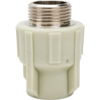 Комбинированная муфта ПОЛИТЭК 20x3/4 с нар. р. PPRC, серый 9000002034С