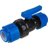 Шаровой компрессионный кран ПОЛИТЭК разъемный d 32 ТПК-АКВА, 555220032