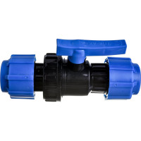 Шаровой компрессионный кран ПОЛИТЭК разъемный d 32 ТПК-АКВА, 555220032