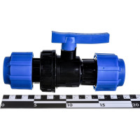 Шаровой компрессионный кран ПОЛИТЭК разъемный d 32 ТПК-АКВА, 555220032