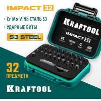 Набор бит ударных торсионных Impact 32 предмета KRAFTOOL 26066-H32