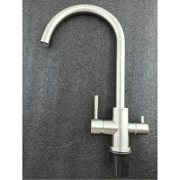 Смеситель для кухни OUTE 370 мм однорычажный, серый металлик со встроенным краном под питьевую воду T60203C