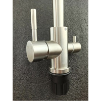 Смеситель для кухни OUTE 370 мм однорычажный, серый металлик со встроенным краном под питьевую воду T60203C