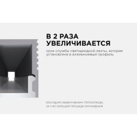 Алюминиевый профиль для Led ленты Apeyron накладной, 7,8x9мм, 2м, лента до 5мм, комплект 08-38