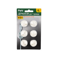 Держатели для 1 провода PARK на клейкой основе, цвет белый, 6шт 103393