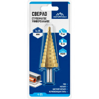 Сверло ступенчатое 4-25 мм, 11 ступеней vertextools 4-25