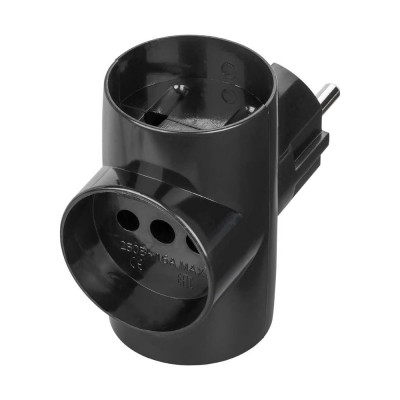 Тройник TDM ELECTRIC 3х2П 16А 250B черный SQ1806-0042
