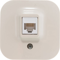 Розетка Legrand компьютерная RJ45 категория 5e UTP Legrand Quteo IP20 накладной монтаж слоновая кость 782254