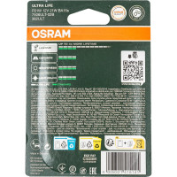 Автолампа P21W BA15s ULTRA LIFE 12В 2 штуки 1.10.50 7506ULT-02B 7506ULT-2BL Osram 775779
