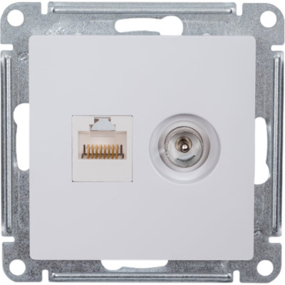 Механизм розетки Systeme Electric 2-м ATLAS DESIGNRJ45 кат. 5E+TV белый ATN000189