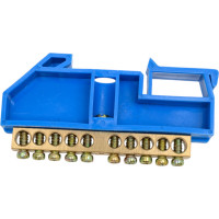 Шина N ноль на DIN-изоляторе ЭРА NO-222-46 ШНИ-6х9-10-Д-синий, Б0033427