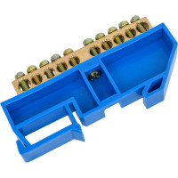 Шина N ноль на DIN-изоляторе ЭРА NO-222-46 ШНИ-6х9-10-Д-синий, Б0033427