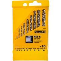 Набор сверл по металлу (1-10 мм, 10 шт., в пластиковой кассете) DEWALT DT5921