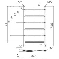 Водяной полотенцесушитель ТЕРА ВОЛНА NEW 500х800 ПСБ-17-08