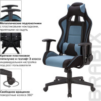 Компьютерное геймерское офисное кресло BRABIX GT Racer GM-100, с подлокотниками, подушки, экокожа 531818