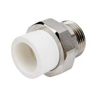 Комбинированная муфта СТМ ПЛАСТ PP-R, разъемная, с наружной резьбой, DN 20х1" CPRM2001