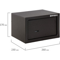 Офисный мебельный сейф BRABIX SF-170KL 170х260х230 мм, ключевой замок, черный 291142