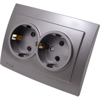 Розетка NILSON 2СП з/к антрацит Touran metallic 24161025