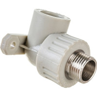 Угольник с креплением RTP PN25 комбинированный, наружная резьба D20х1/2 мм, серый 11056