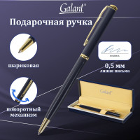 Подарочная шариковая ручка Galant Arrow Gold Blue, корпус темно-синий, золотистые детали, 0,7мм, синяя, 140653