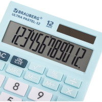 Настольный калькулятор BRAUBERG ULTRA PASTEL-12-LB 192x143 мм, 12 разрядов, голубой, 250502