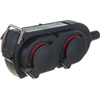 Колодка HEDI подвесная, 4-Shuko 16А 230V 1P+N+E IP44 с крышками, черная 9043