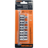 Набор 3-гранных головок АвтоDело М5-М12 DR1/2" 5 пр. 39970 15842
