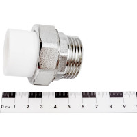 Комбинированная муфта СТМ ПЛАСТ PP-R, разъемная, с наружной резьбой, DN 20х1" CPRM2001