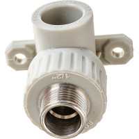 Угольник с креплением RTP PN25 комбинированный, наружная резьба D20х1/2 мм, серый 11056